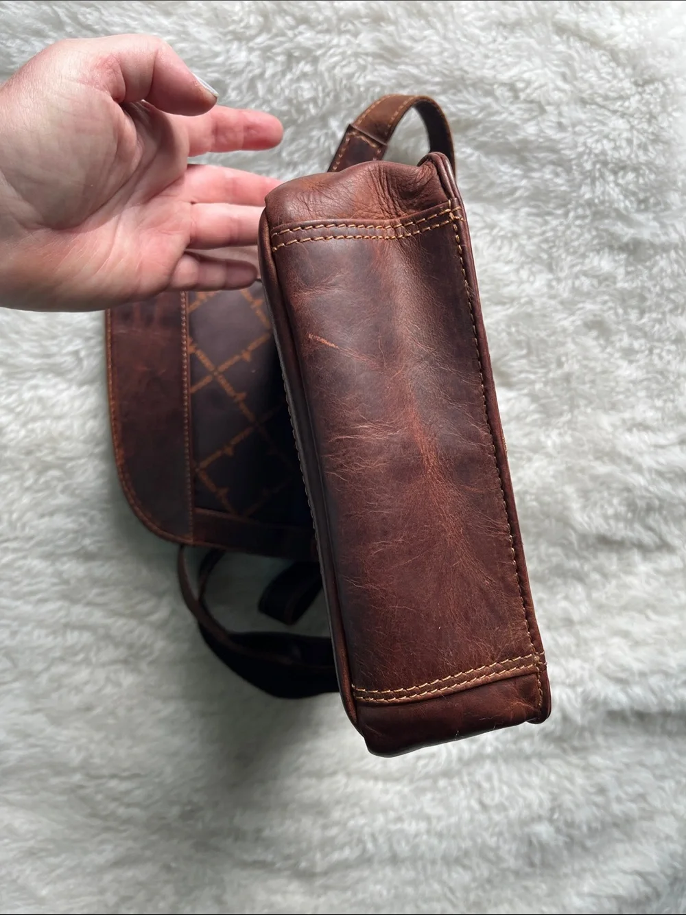 Greenwood Kingston sandal brown leather mini messenger shoulder crossbody bag